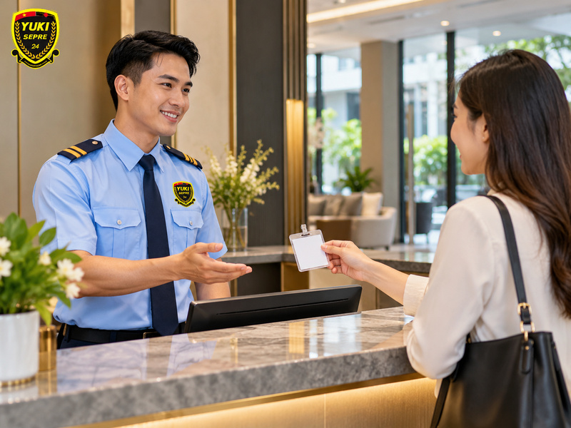 Minh họa tiếp nhận khách lịch sự, theo quy trình và đúng phạm vi thông tin cần thiết
